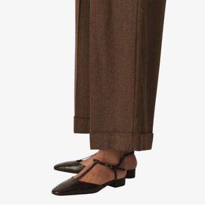 Doen Cristina T-strap Flat in Brown Faux Croc, size 38